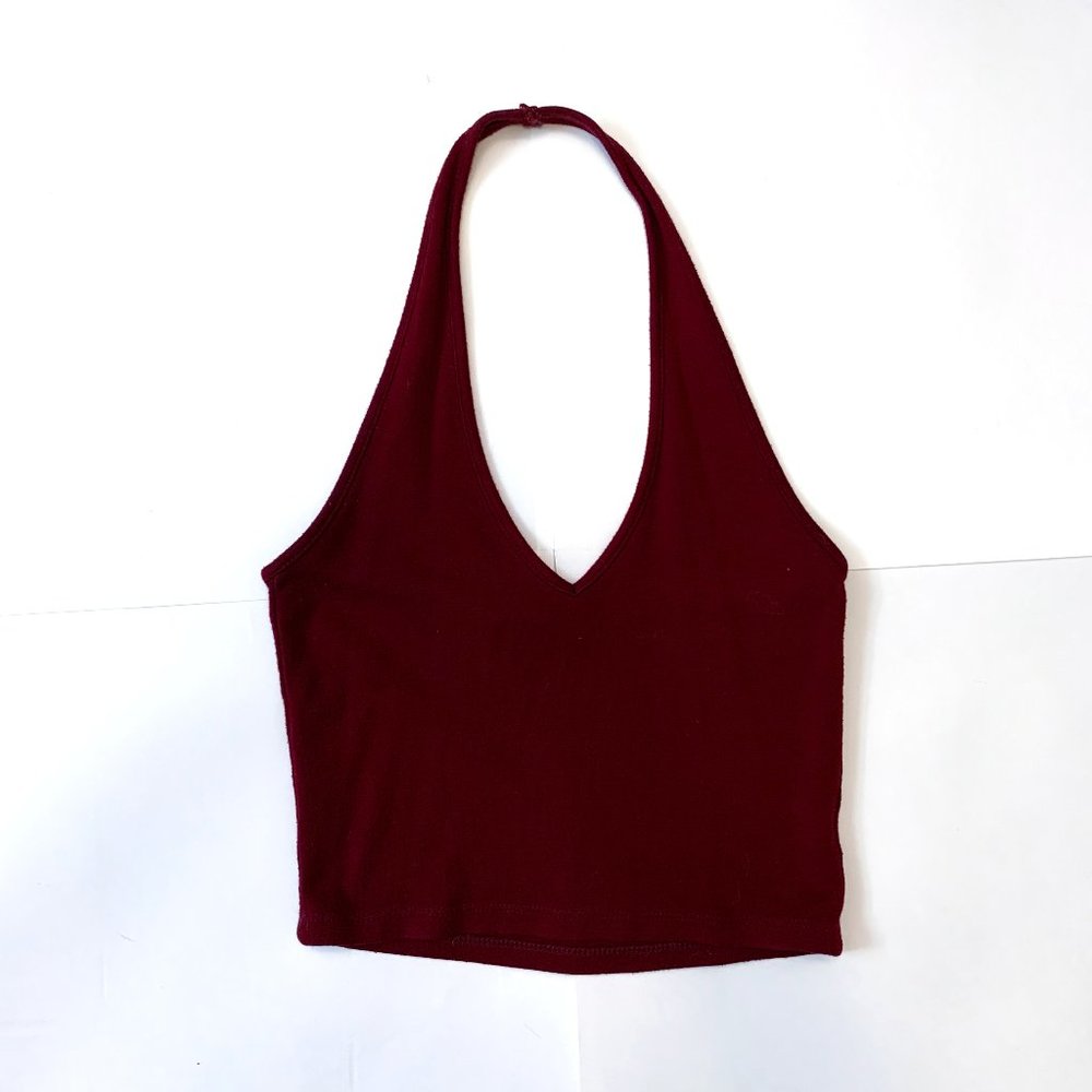 Brandy Melville Maroon Cropped Halter Top OS